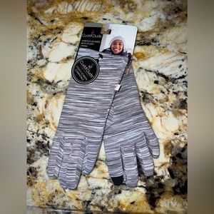 Cuddl Duds Touchless Gloves. Gray striped.